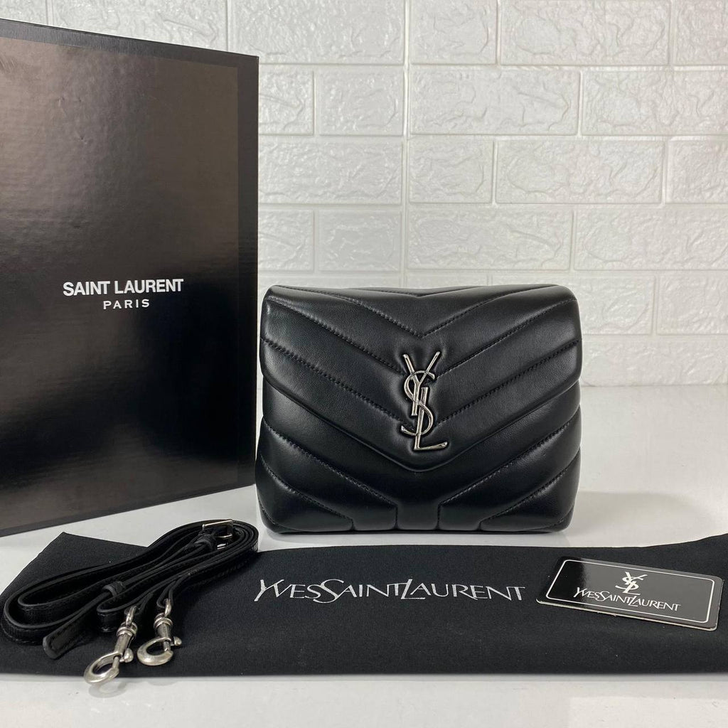 Ysl Saint Laurent (YSL) Loulou Toy Bag Y-quilted Black silver front