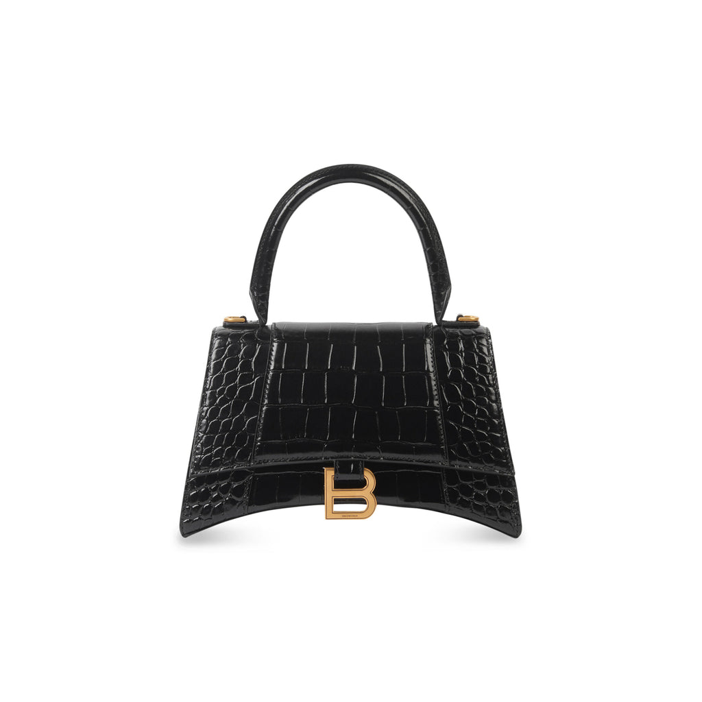 hourglass_small_handbag_crocodile_embossed_black_front