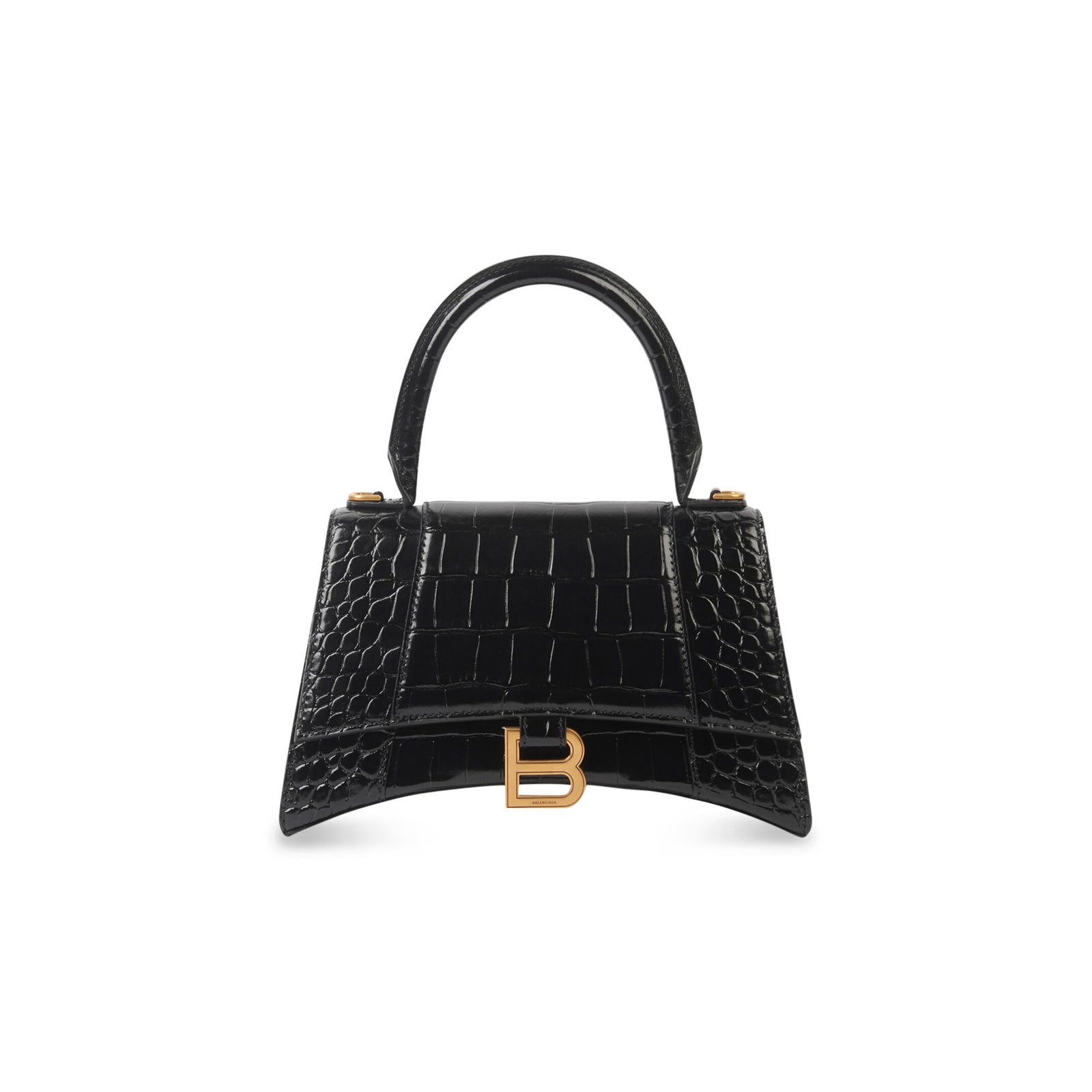 hourglass_small_handbag_crocodile_embossed_black_front