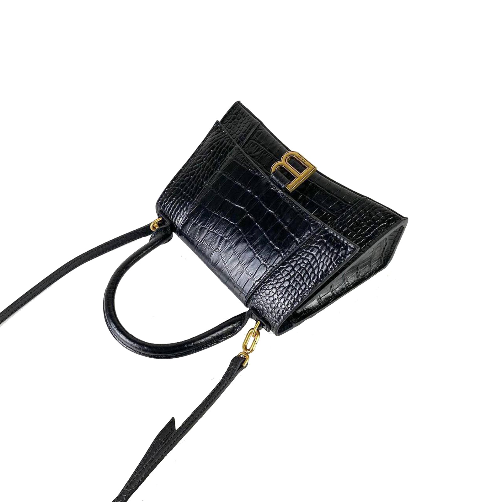 hourglass_small_handbag_crocodile_embossed_black_liedown