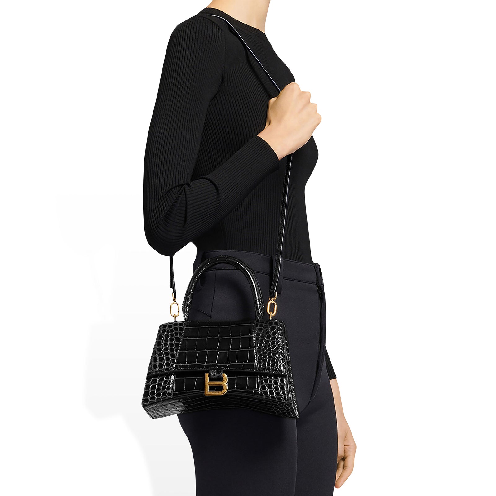 hourglass_small_handbag_crocodile_embossed_black_model