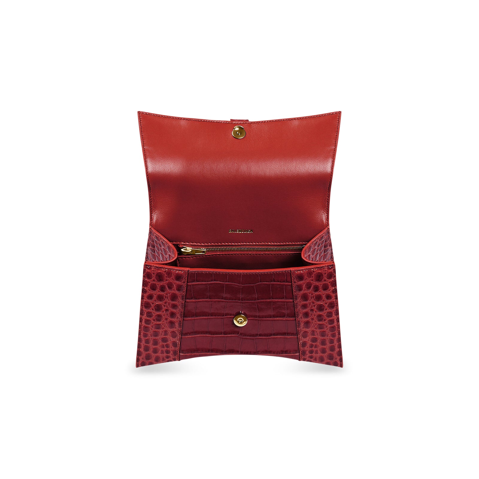 hourglass_small_handbag_crocodile_embossed_dark_red_gold_opened