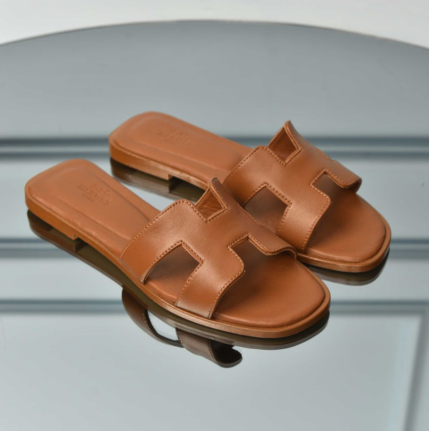 Oran sandals Luxury & Elegant Iconic Silhouette Premium Leather Flat Sandals - Timeless Elegance