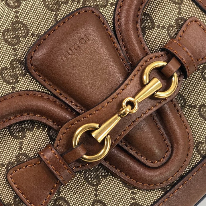 GC Horsebit Monogram Shoulder Bag with Horsebit Detail – Featuring Iconic Web Strap