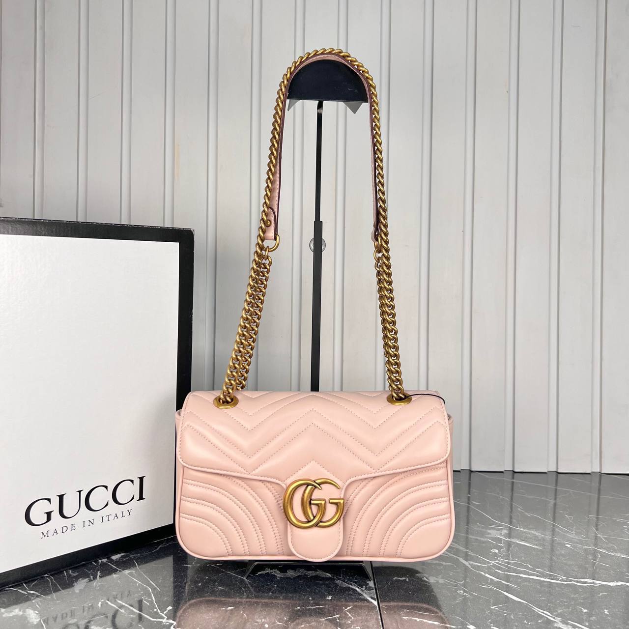 Marmont Shoulder Bag | Quilted Leather | Double G Gold Hardware