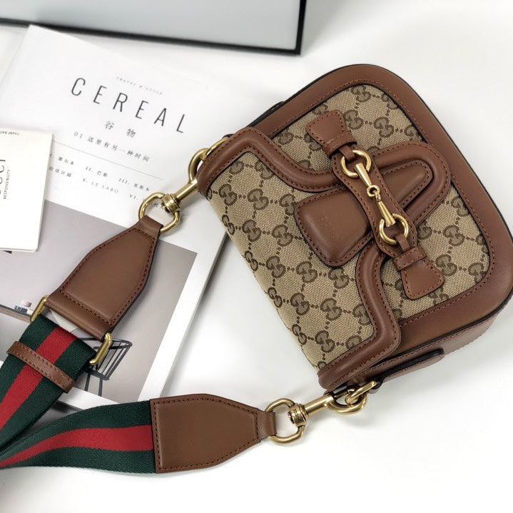 GC Horsebit Monogram Shoulder Bag with Horsebit Detail – Featuring Iconic Web Strap