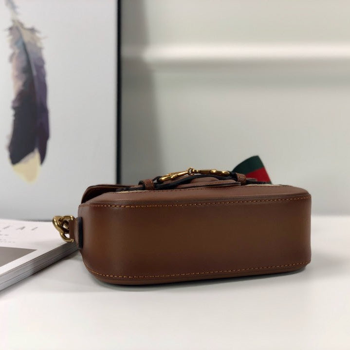 GC Horsebit Monogram Shoulder Bag with Horsebit Detail – Featuring Iconic Web Strap
