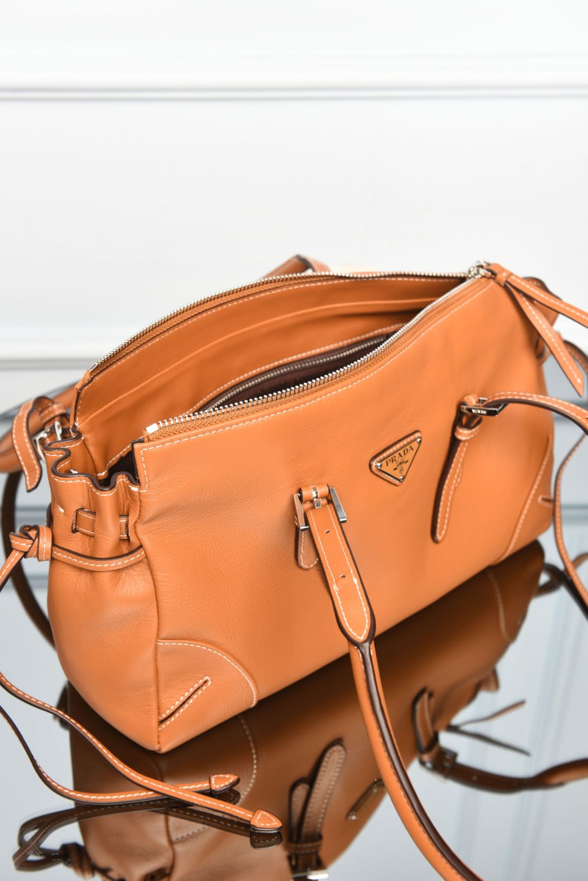 PRADA - Bonnie Medium Antique Leather Tote Bag Premium Designer Style Women’s Bag – High Quality, Elegant Fashion Accessory