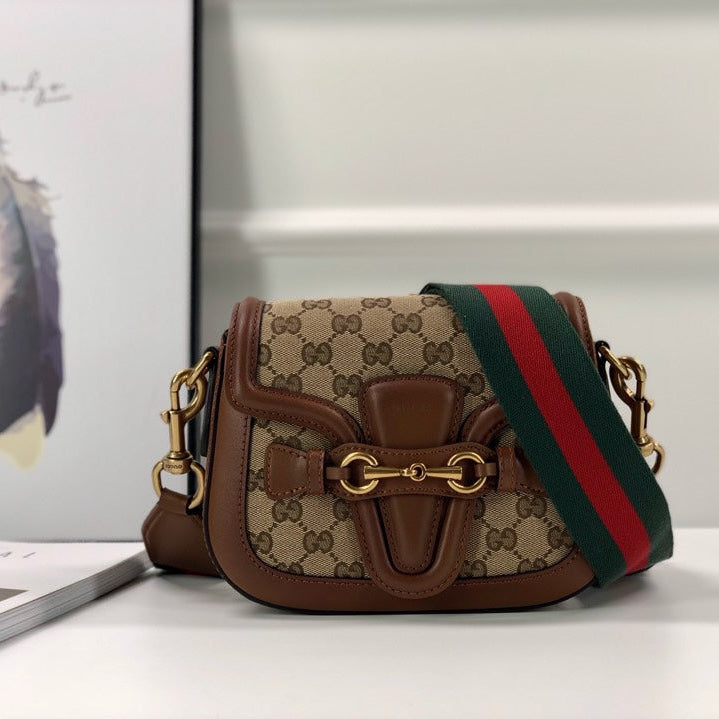 GC Horsebit Monogram Shoulder Bag with Horsebit Detail – Featuring Iconic Web Strap