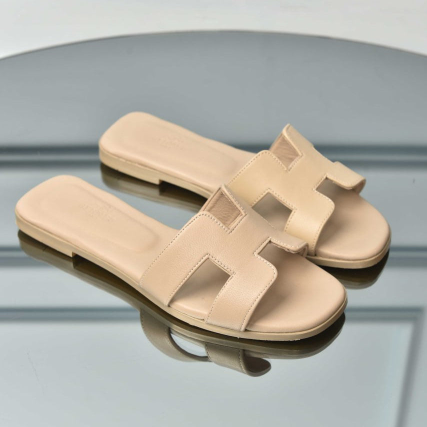 Oran sandals Luxury & Elegant Iconic Silhouette Premium Leather Flat Sandals - Timeless Elegance