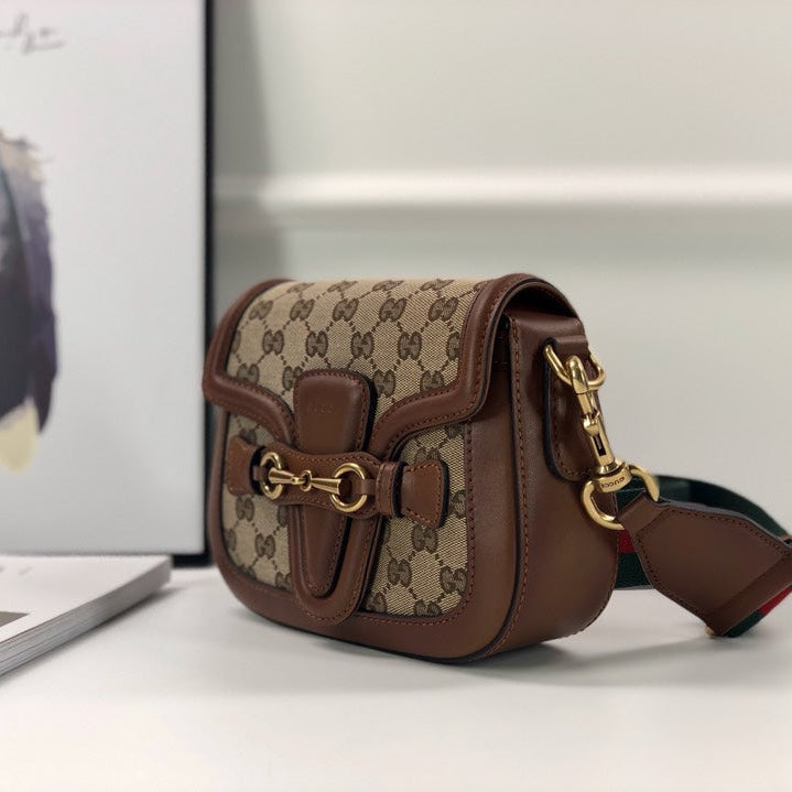 GC Horsebit Monogram Shoulder Bag with Horsebit Detail – Featuring Iconic Web Strap