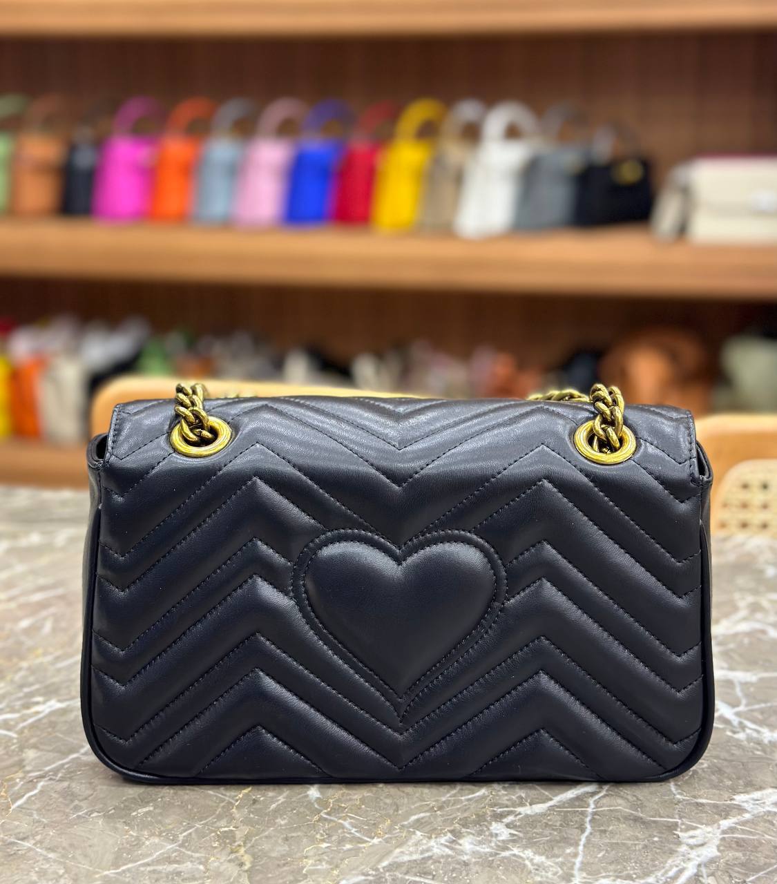 Marmont Shoulder Bag | Quilted Leather | Double G Gold Hardware