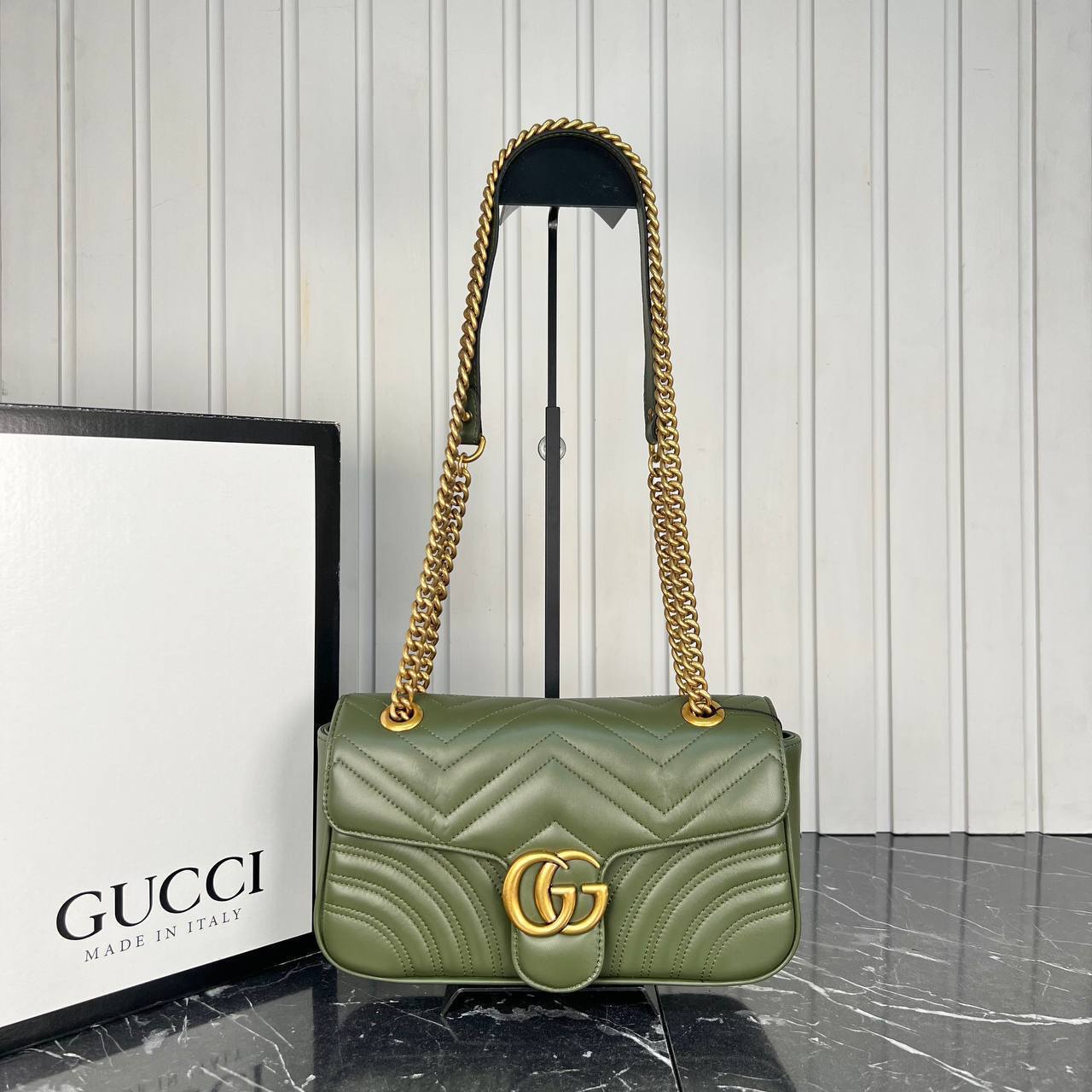 Marmont Shoulder Bag | Quilted Leather | Double G Gold Hardware