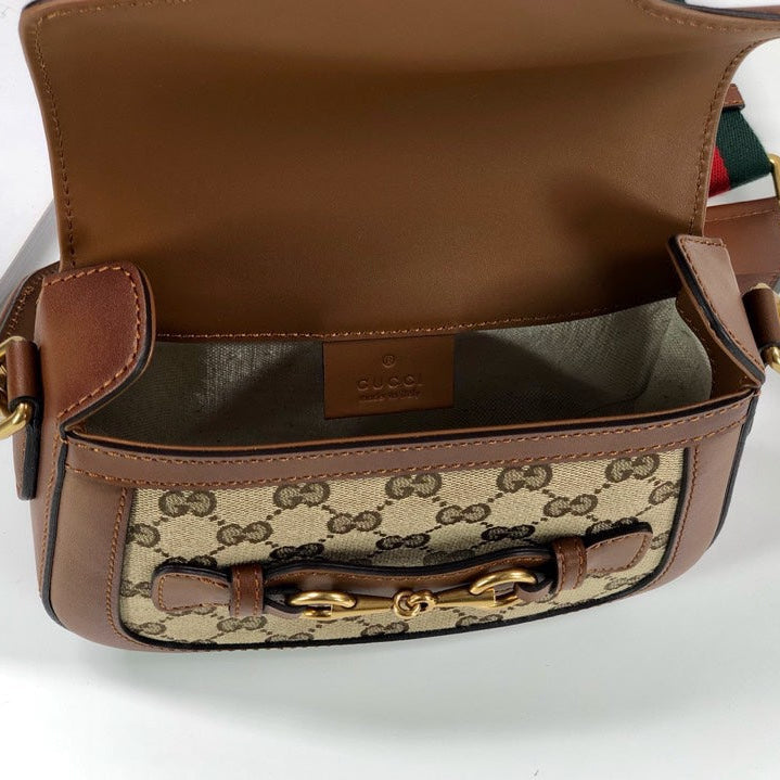 GC Horsebit Monogram Shoulder Bag with Horsebit Detail – Featuring Iconic Web Strap