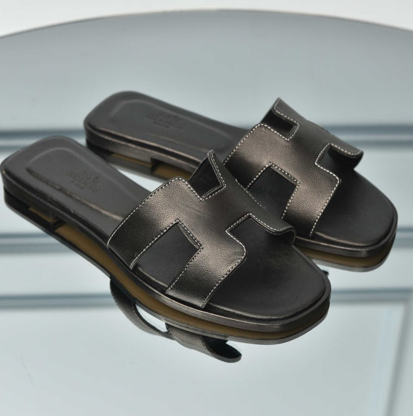 Oran sandals Luxury & Elegant Iconic Silhouette Premium Leather Flat Sandals - Timeless Elegance