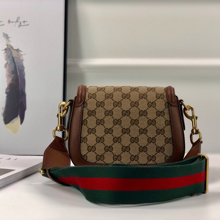 GC Horsebit Monogram Shoulder Bag with Horsebit Detail – Featuring Iconic Web Strap