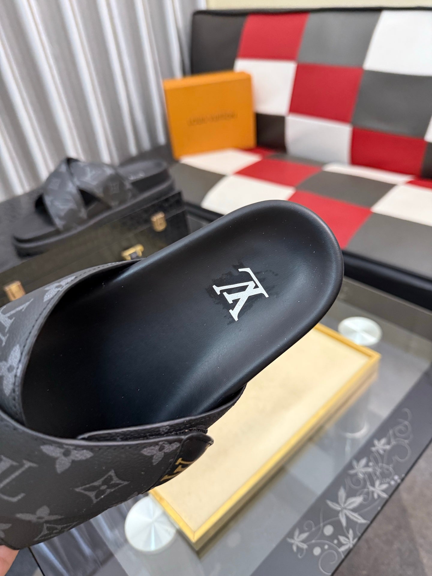 Premium Waterfront Cross Strap Slides for Men - Luxury Monogram Sandals