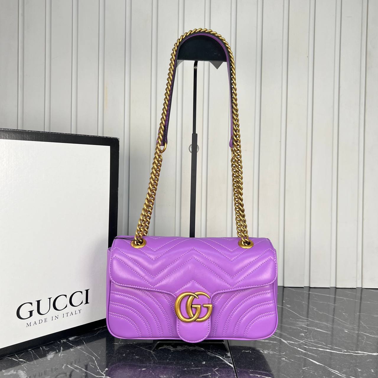 Marmont Shoulder Bag | Quilted Leather | Double G Gold Hardware